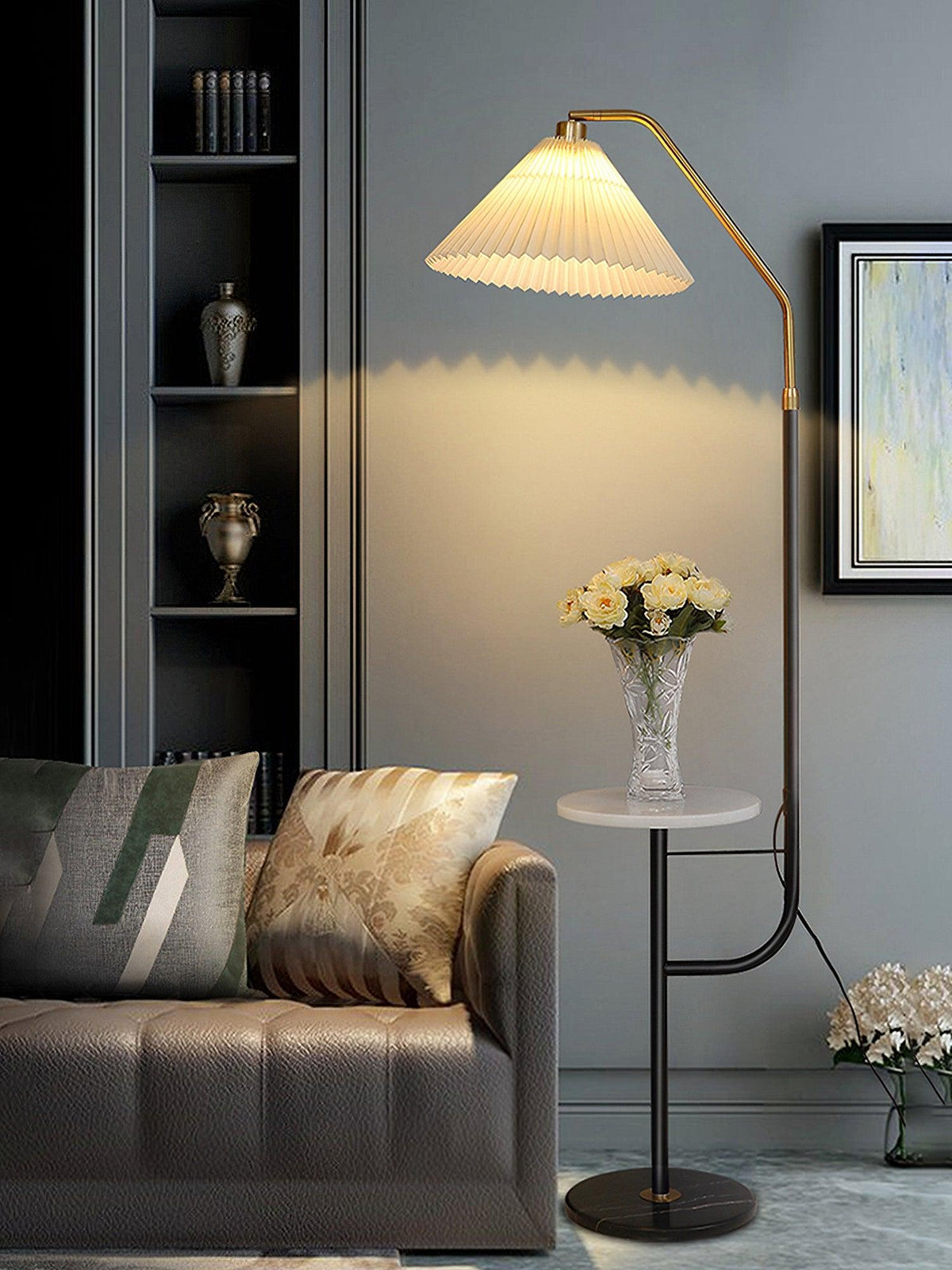 Nexc vloerlamp van marmer en hout