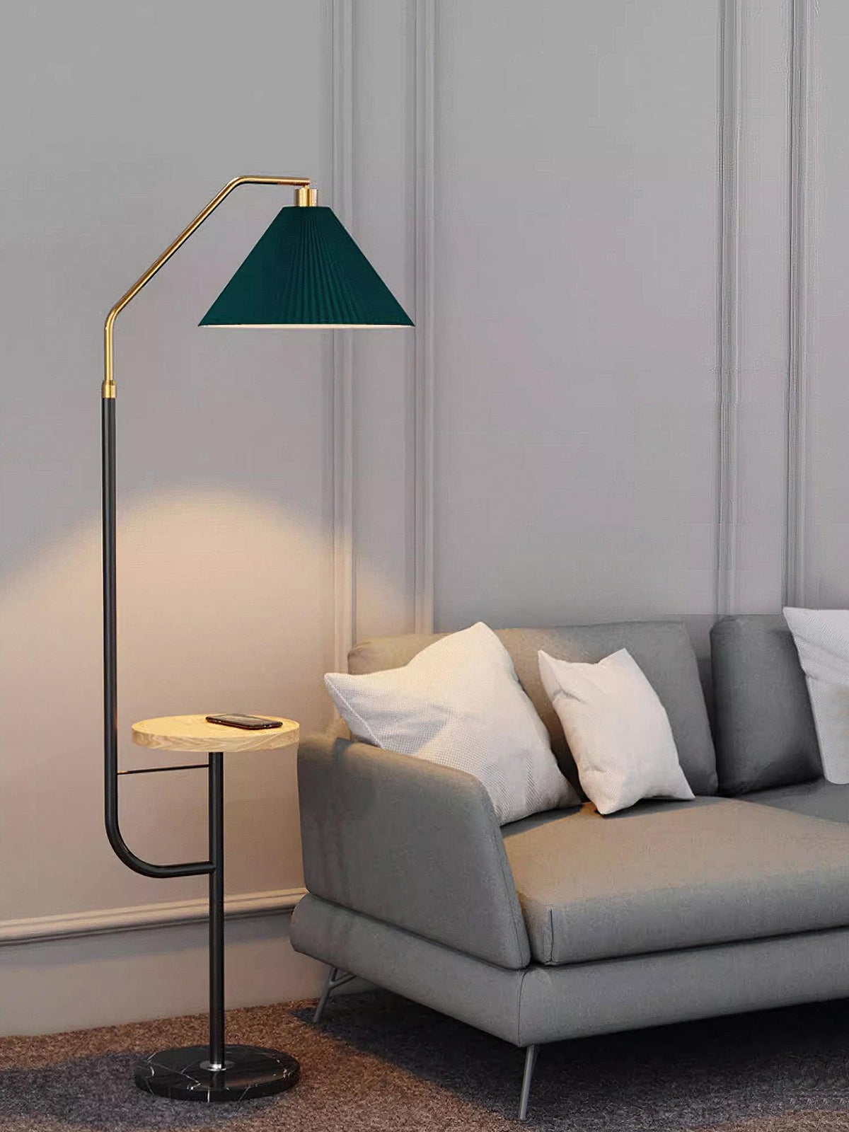 Nexc vloerlamp van marmer en hout