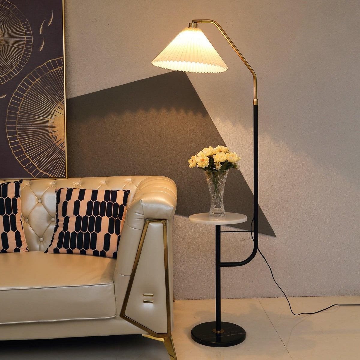 Nexc vloerlamp van marmer en hout
