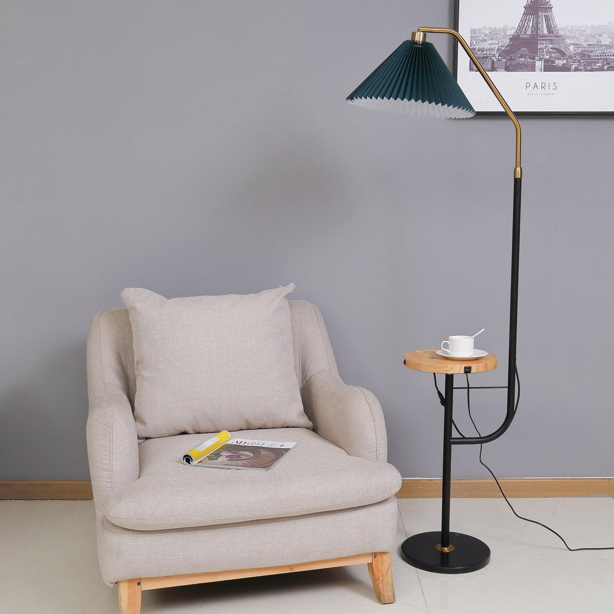Nexc vloerlamp van marmer en hout