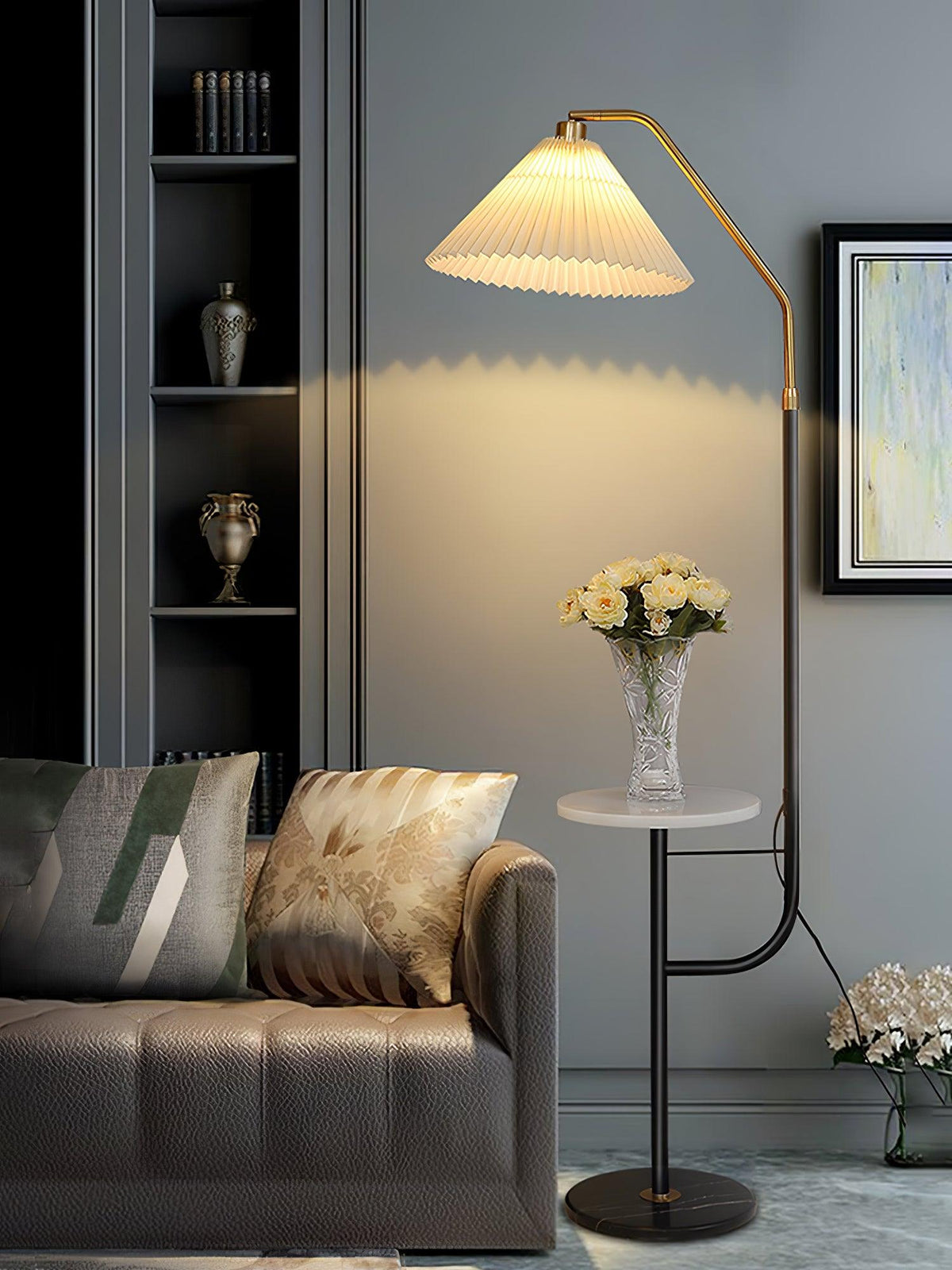 Nexc vloerlamp van marmer en hout