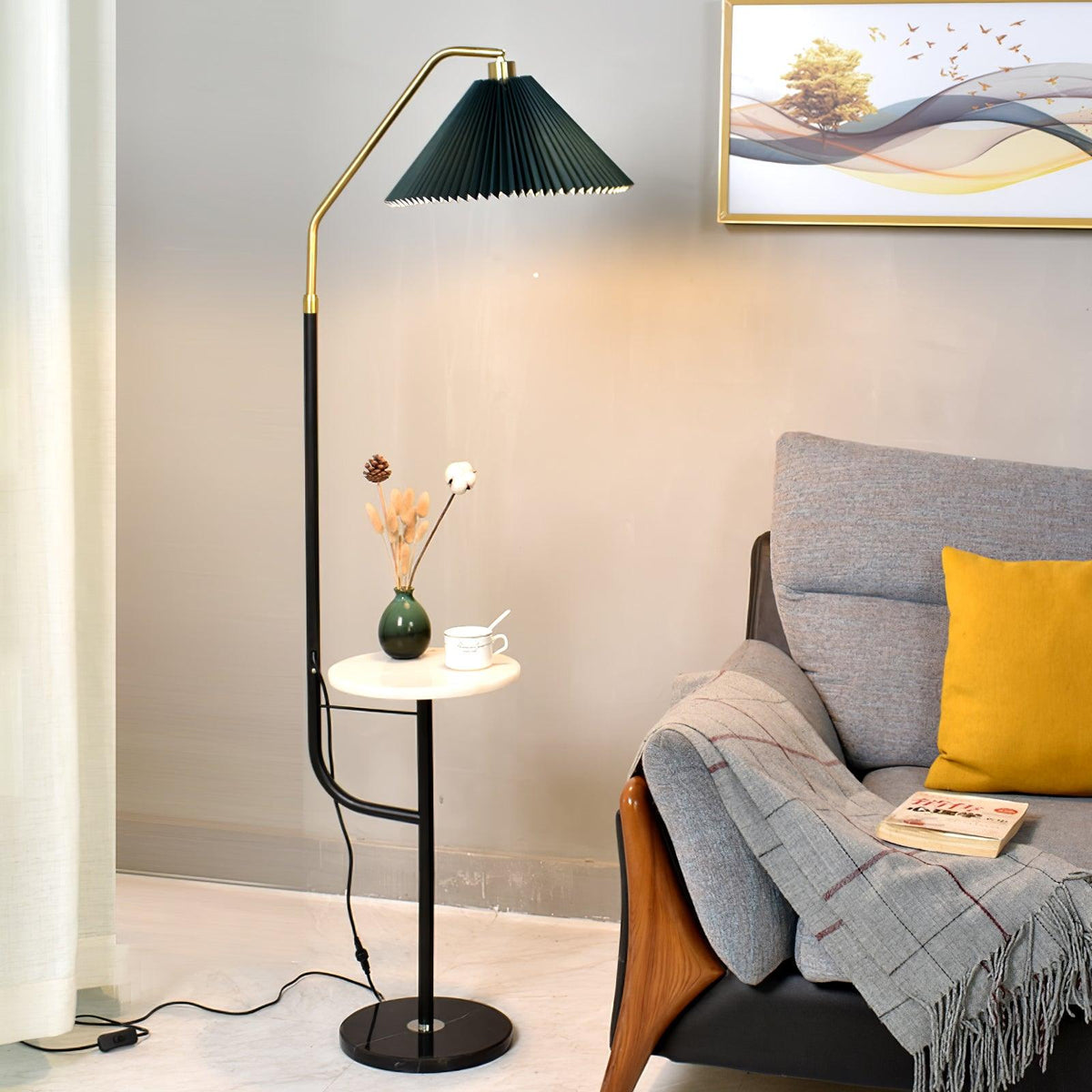 Nexc vloerlamp van marmer en hout