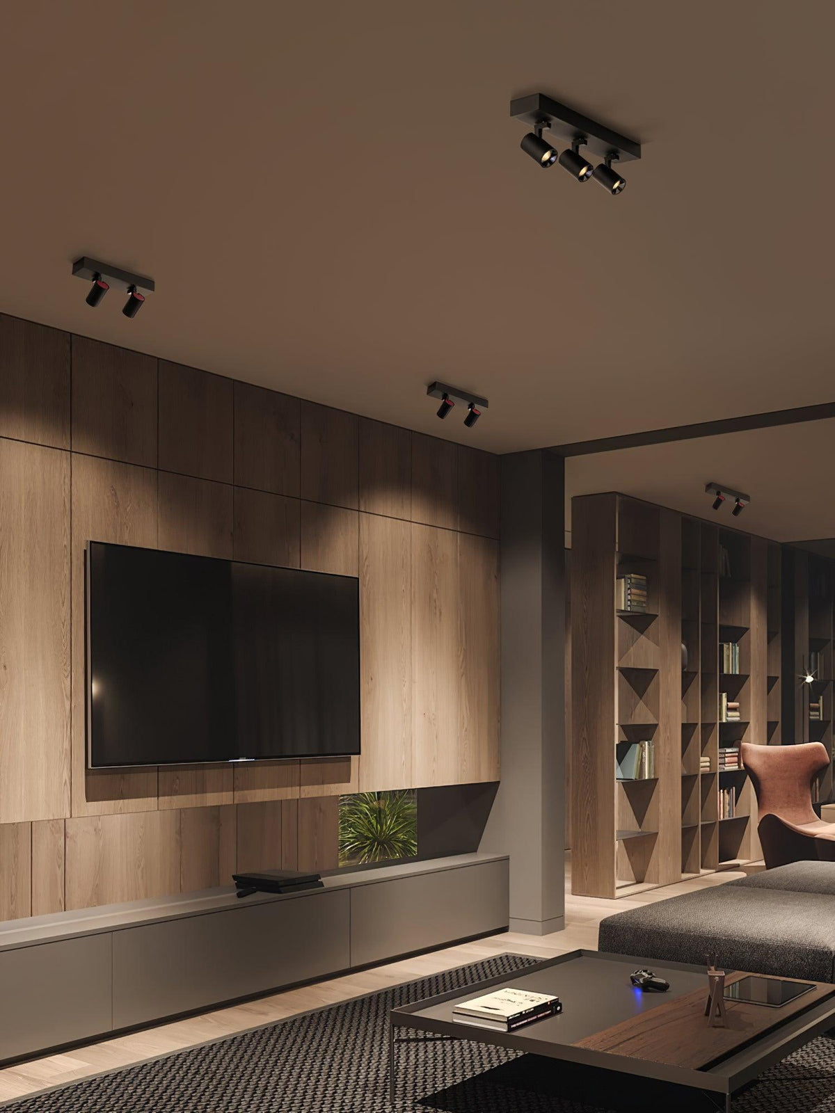 Falis POG-plafondlamp dubbel lineair met verstelbare spots