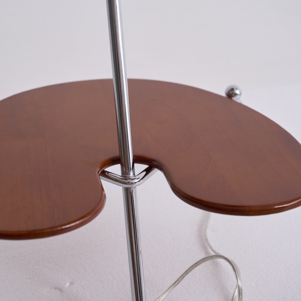 Vaughn Moderne vloerlamp van walnoothout en chrome