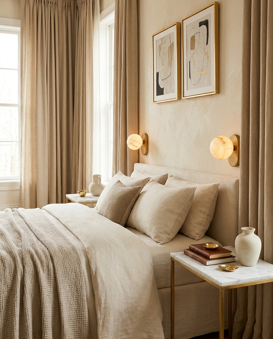Hensford Bolvormige alabaster wandlamp