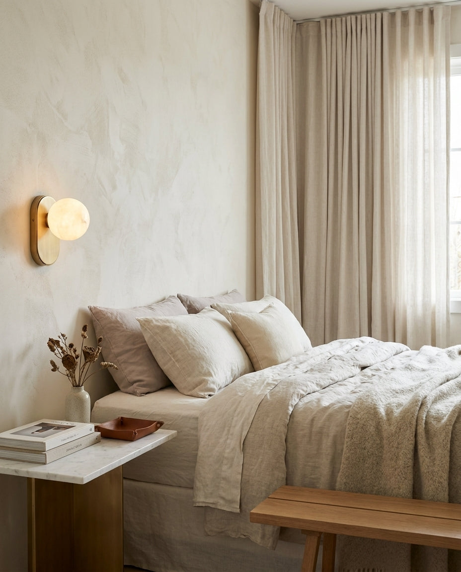 Hensford Bolvormige alabaster wandlamp
