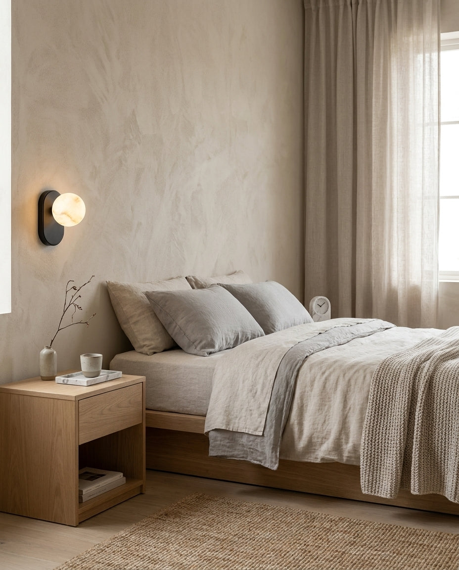 Hensford Bolvormige alabaster wandlamp