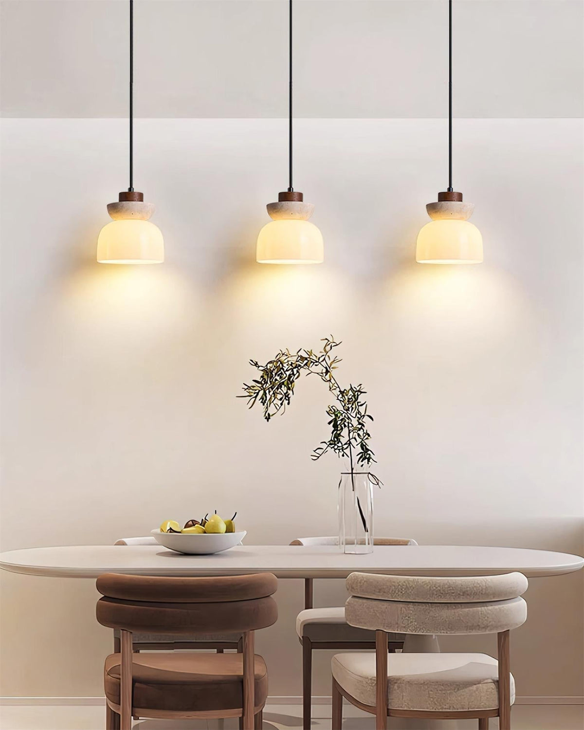 Norenx travertin koepelvormige glas hanglamp Hout
