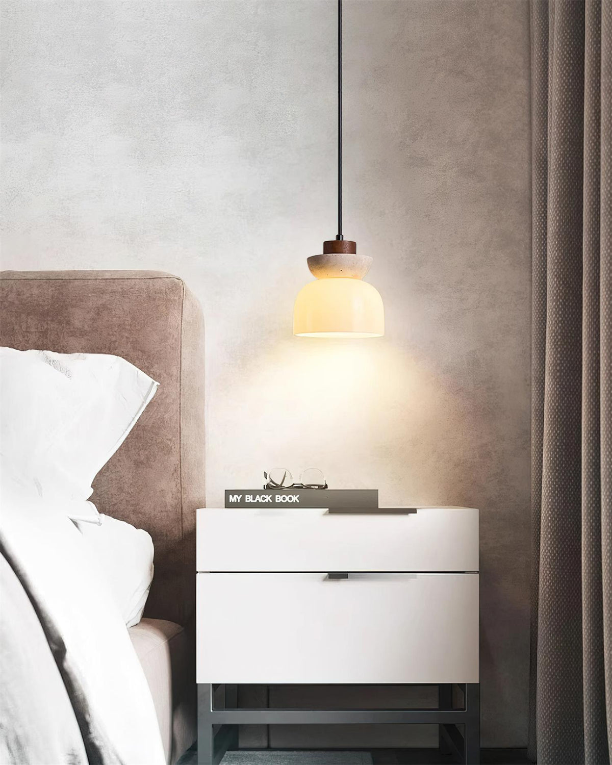 Norenx travertin koepelvormige glas hanglamp Hout