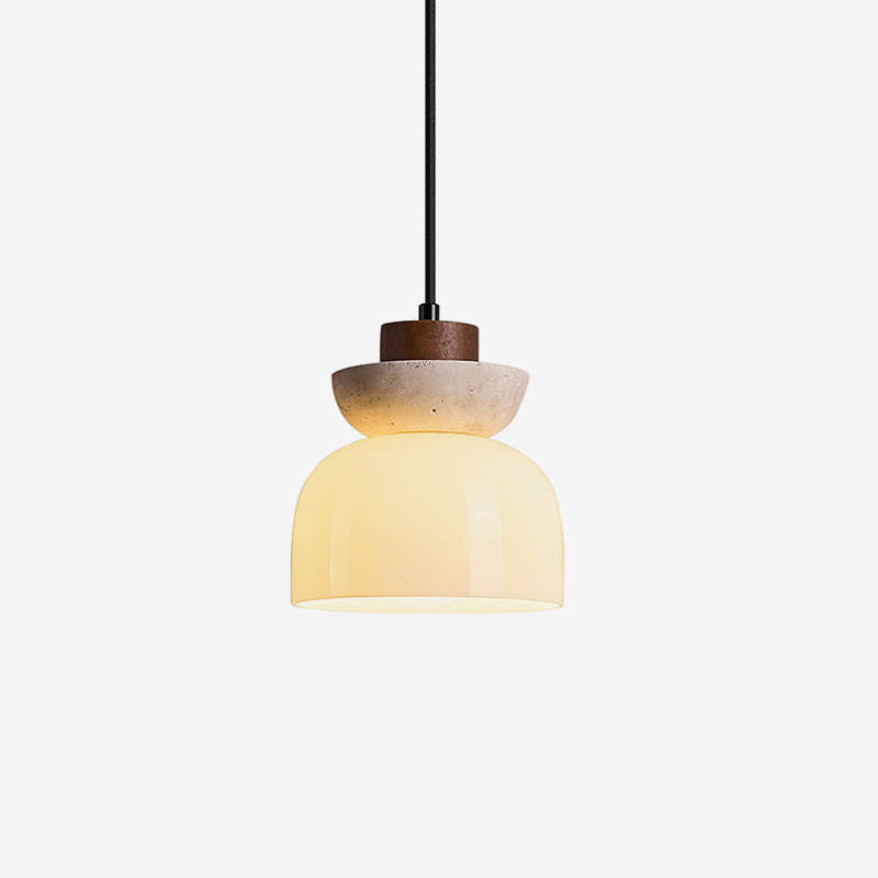 Norenx travertin koepelvormige glas hanglamp Hout