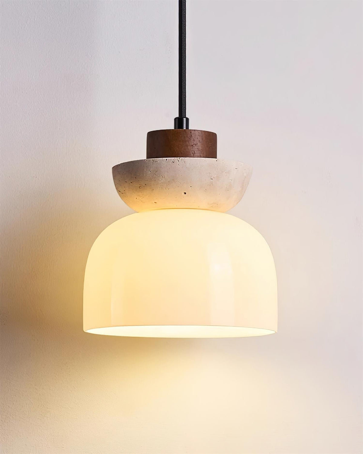 Norenx travertin koepelvormige glas hanglamp Hout