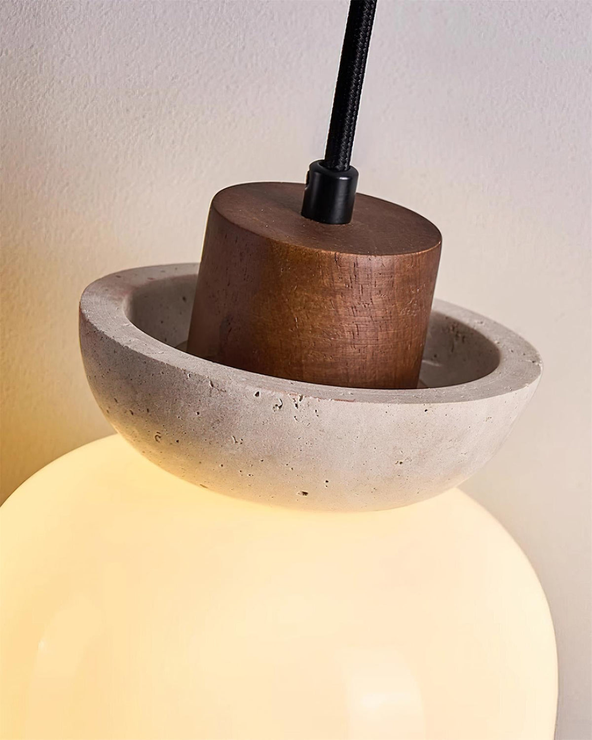 Norenx travertin koepelvormige glas hanglamp Hout