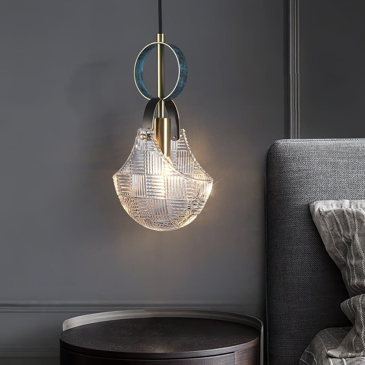 Eirerine hanglamp glas messing teal