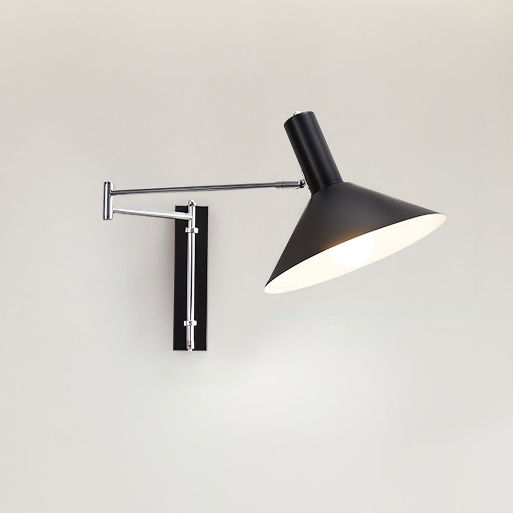 Peak wandlamp met verstelbare arm, rode lampenkap en leesverlichting