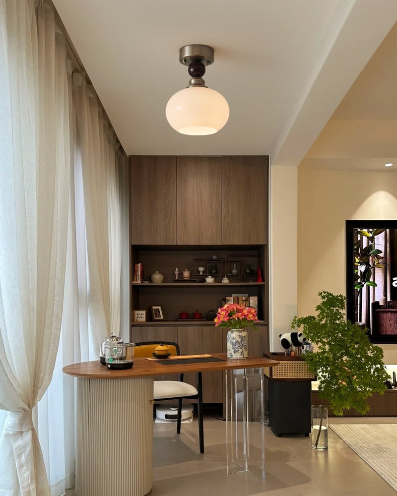 Ivcarila Moderne minimalistische plafondlamp met parelsferen glas