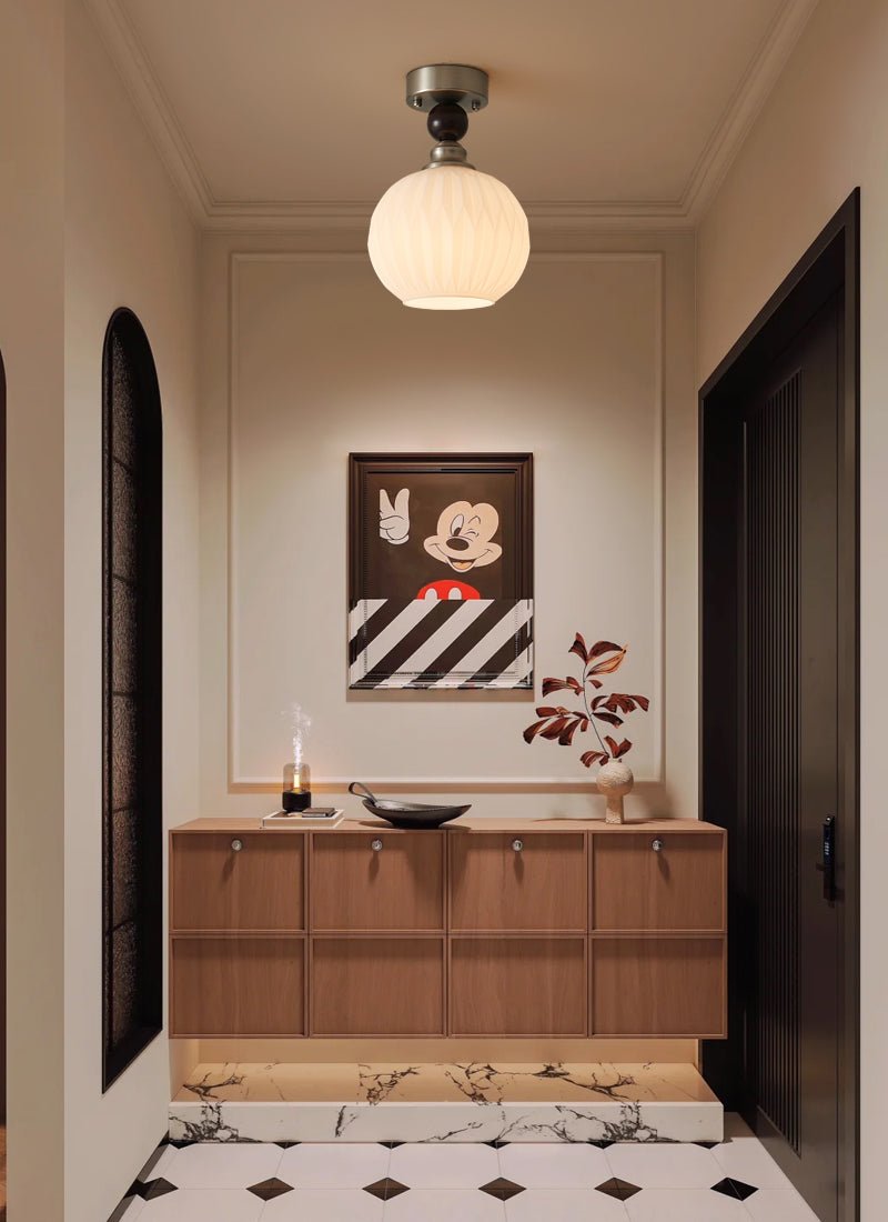 Ivcarila Moderne minimalistische plafondlamp met parelsferen glas