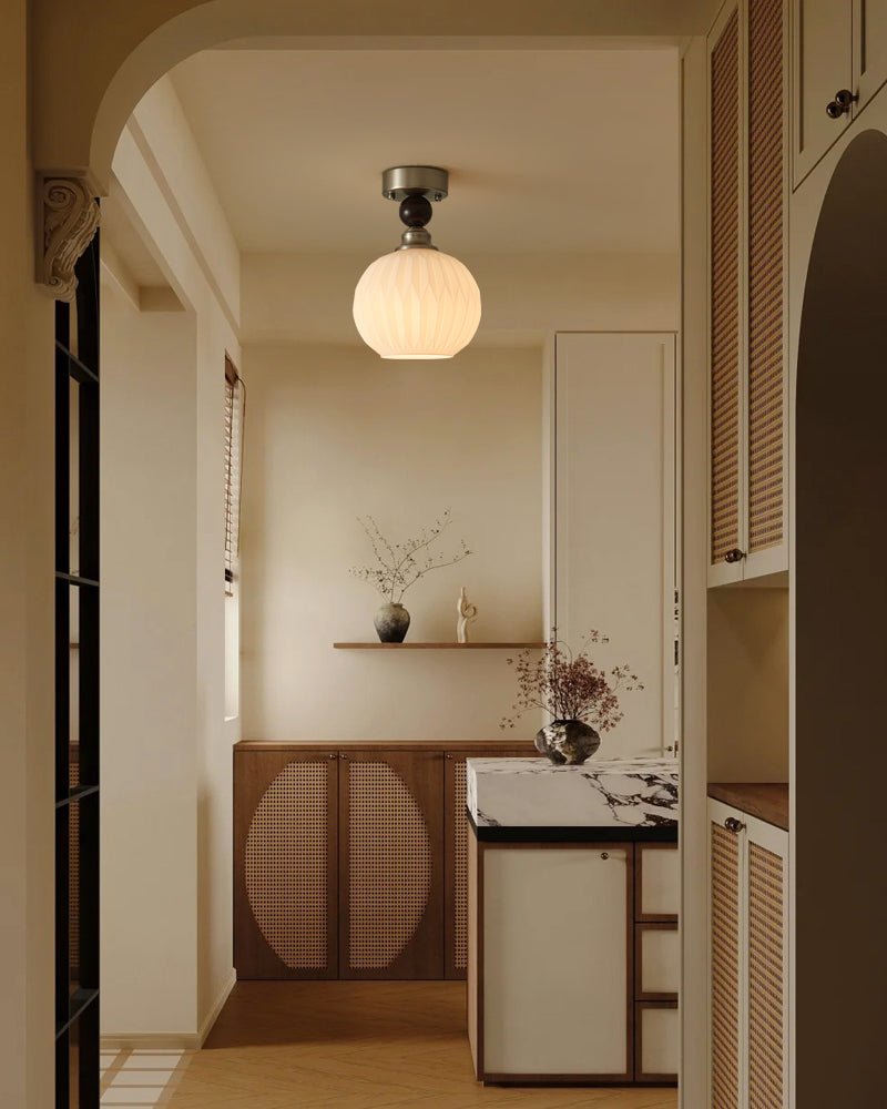 Ivcarila Moderne minimalistische plafondlamp met parelsferen glas