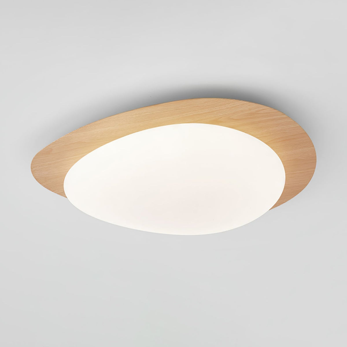 Sylenia plafondlamp kiezelvormige walnoot acryl LED