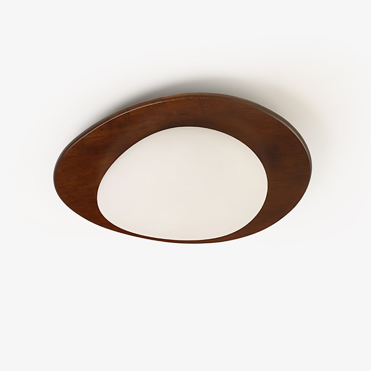 Evory plafondlamp in walnoothout met kiezelvormige-vorm