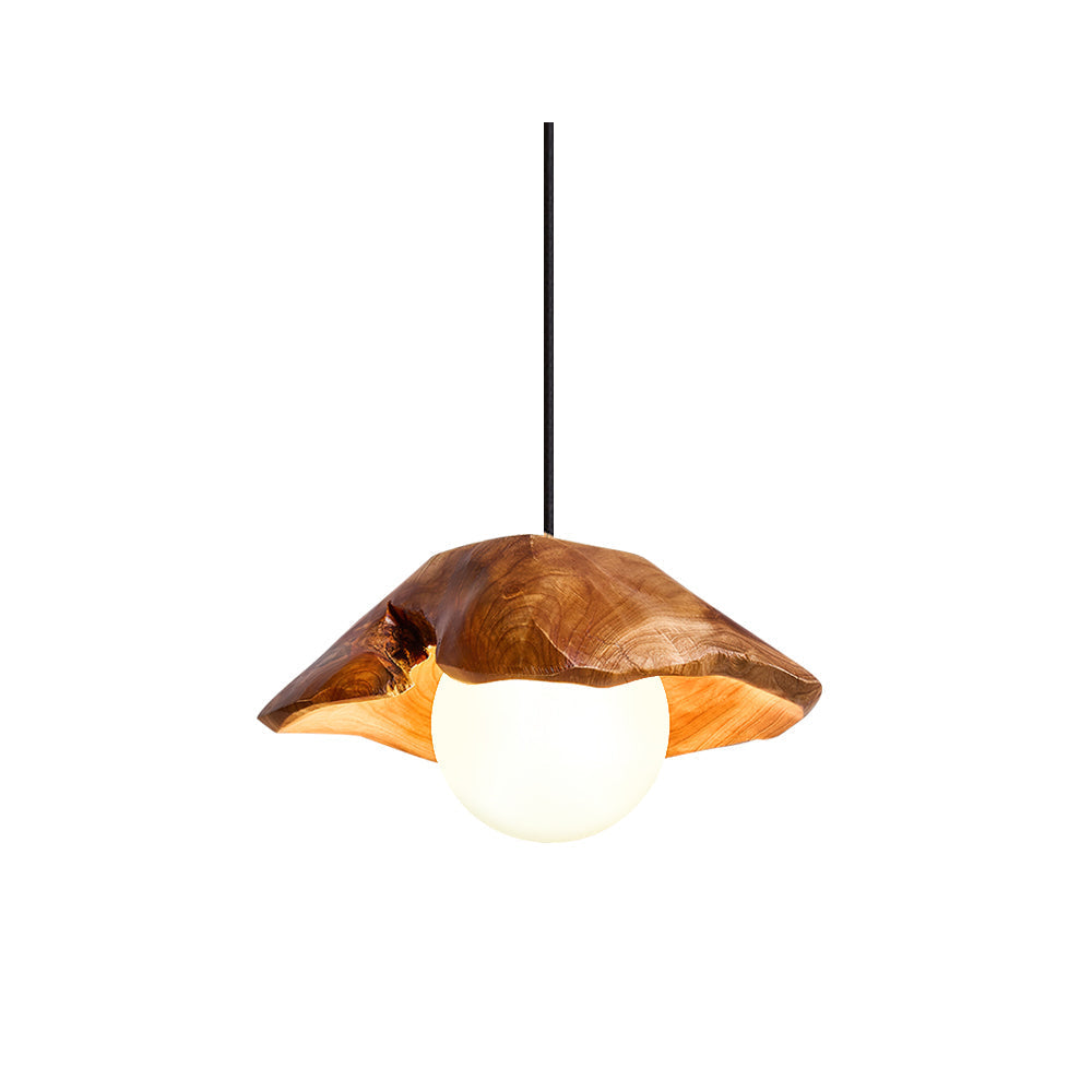 Rininora sculpturale plafondkap hanglamp van hout
