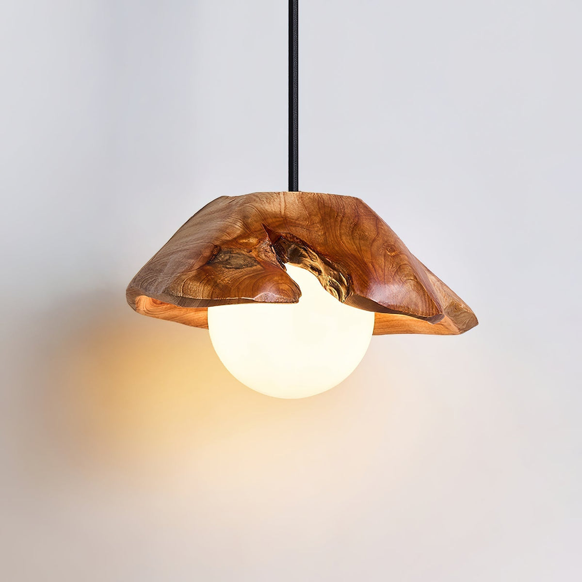 Rininora sculpturale plafondkap hanglamp van hout