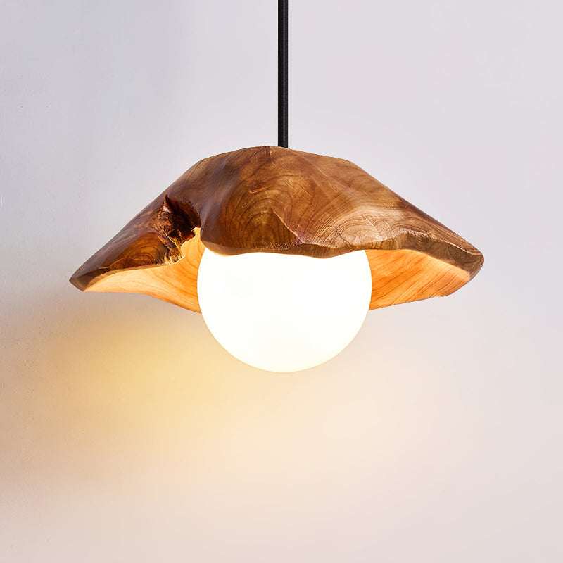Rininora sculpturale plafondkap hanglamp van hout