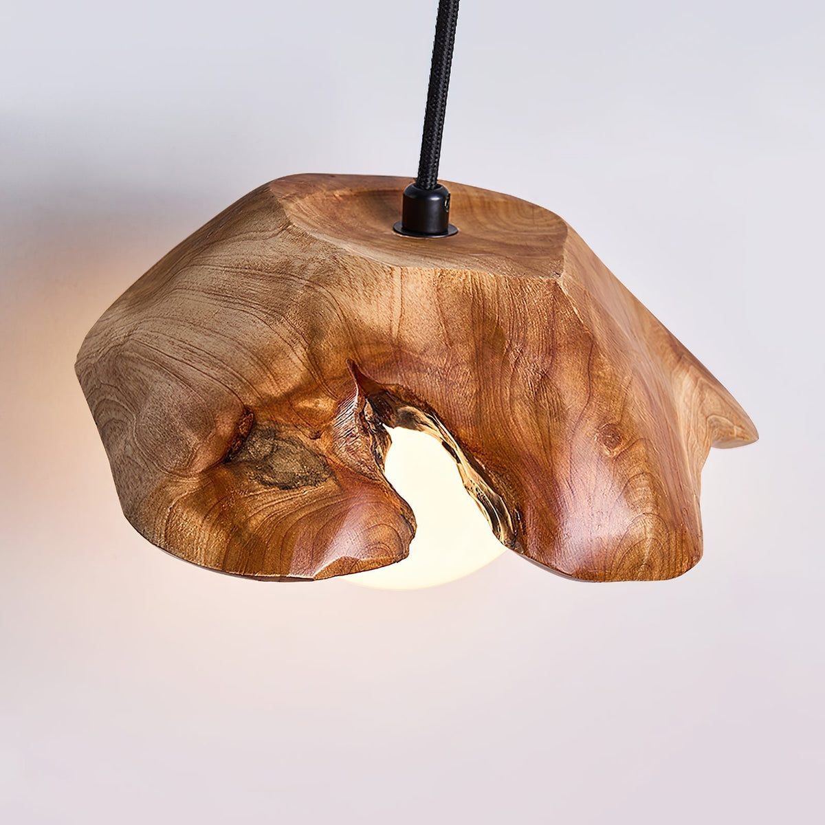 Rininora sculpturale plafondkap hanglamp van hout