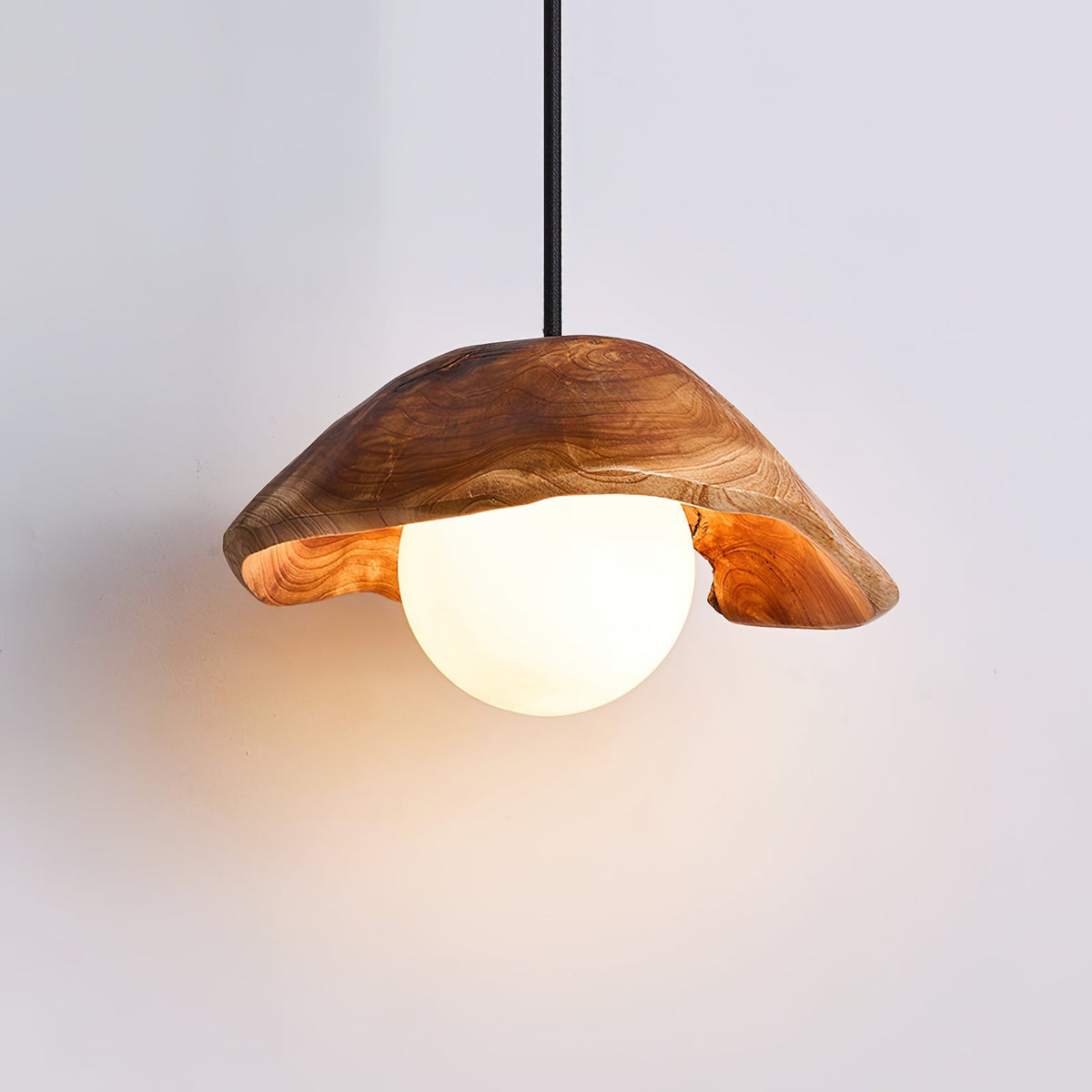 Rininora sculpturale plafondkap hanglamp van hout