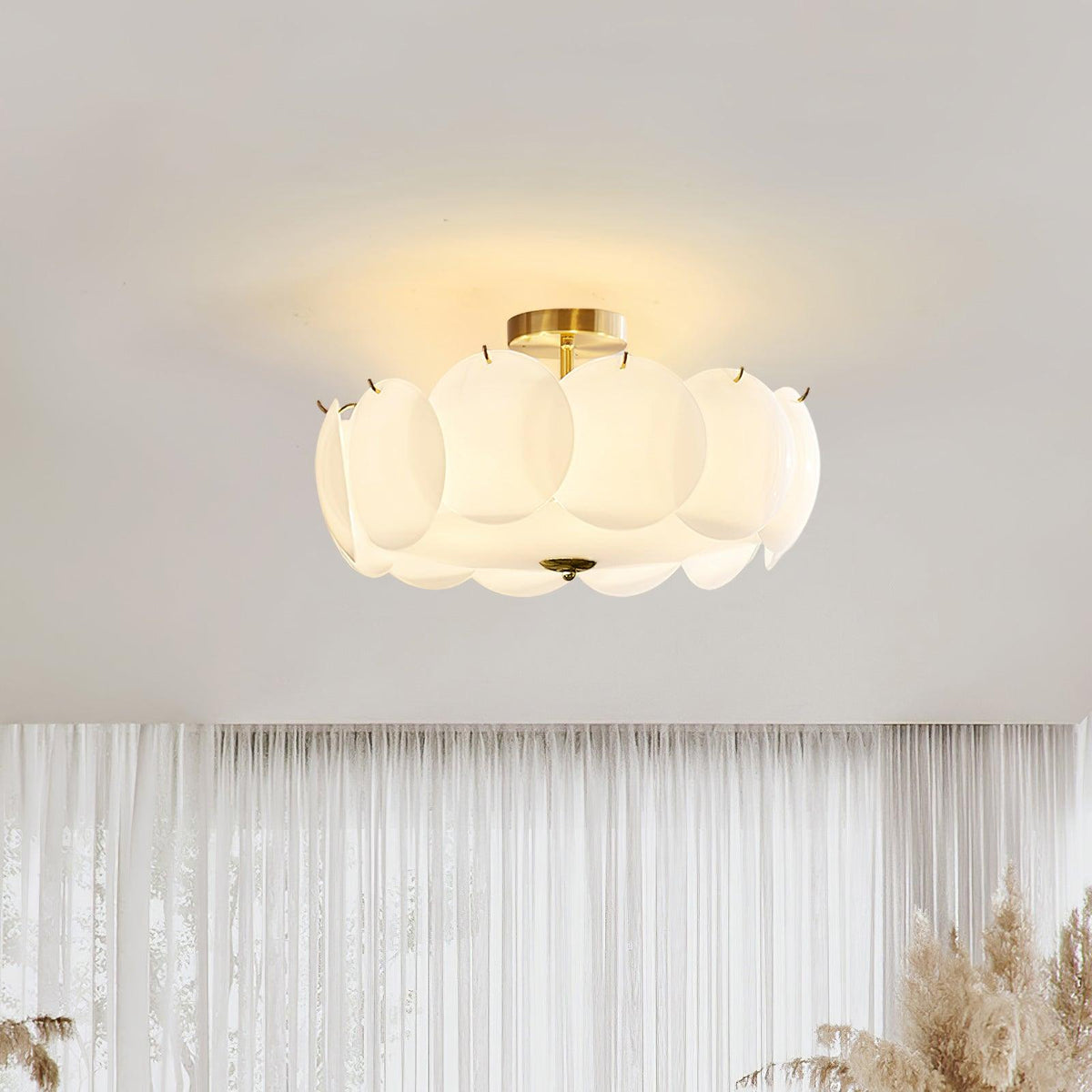 Brolin plafondlamp met glazen schijven in golvend patroon