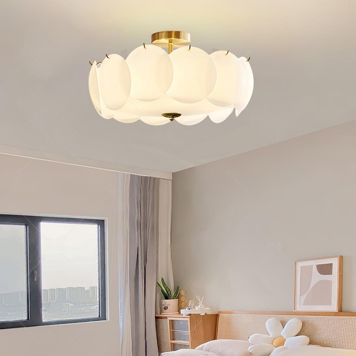 Brolin plafondlamp met glazen schijven in golvend patroon