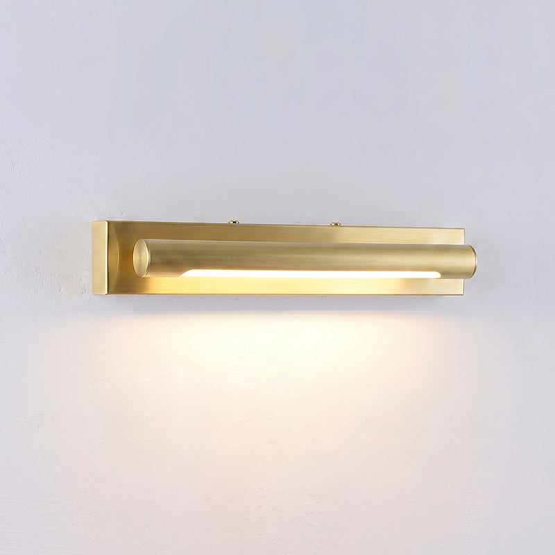 Reed lineaire wandlamp van oud messing