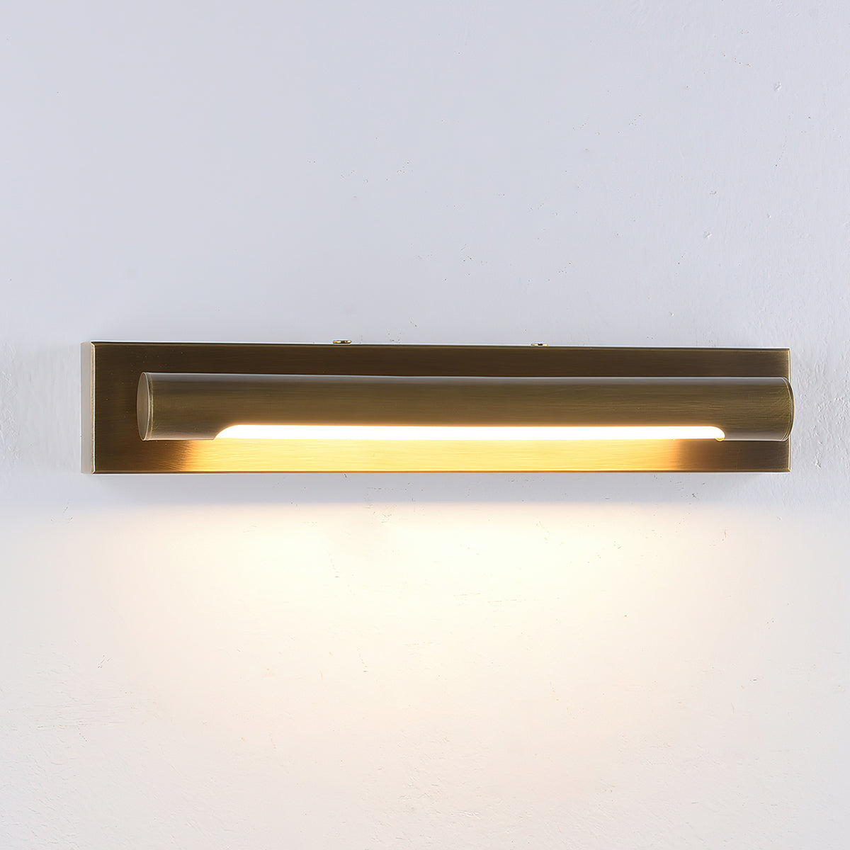 Reed lineaire wandlamp van oud messing