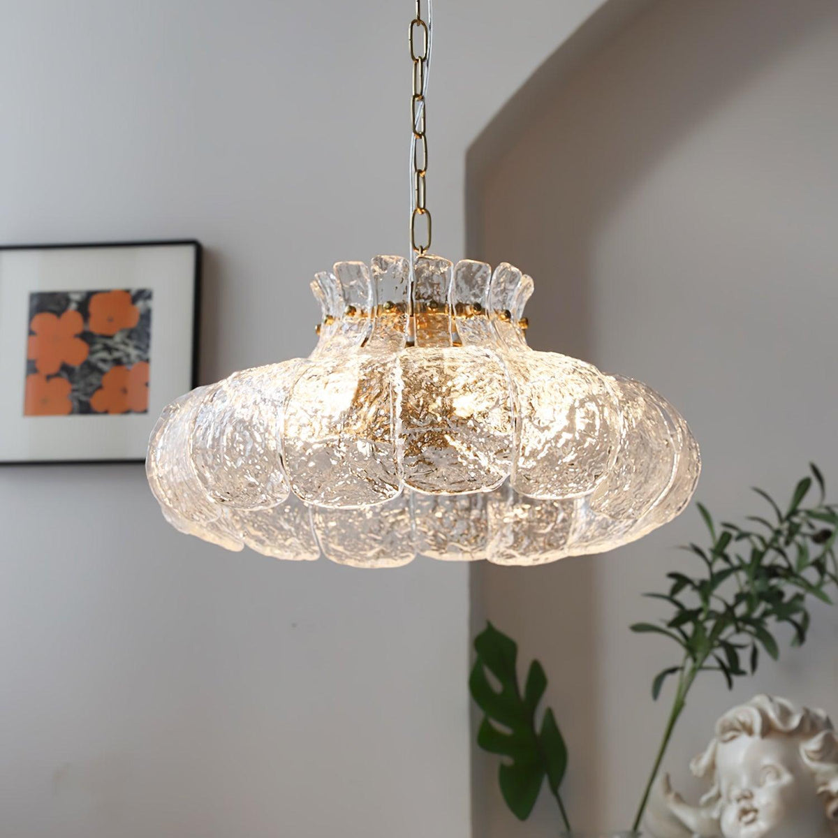 Ariv hanglamp van messing en glas met glamoureus-look
