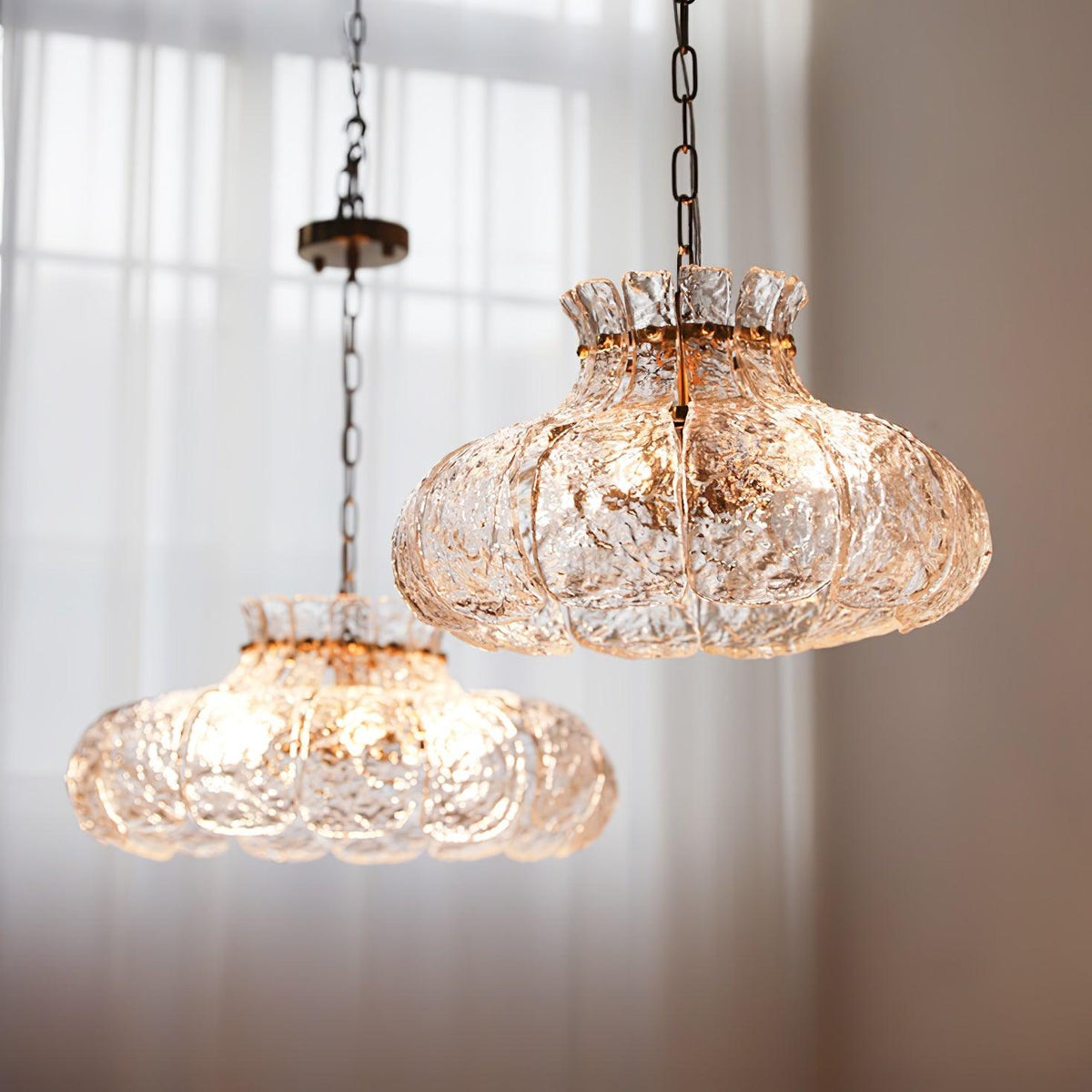 Ariv hanglamp van messing en glas met glamoureus-look