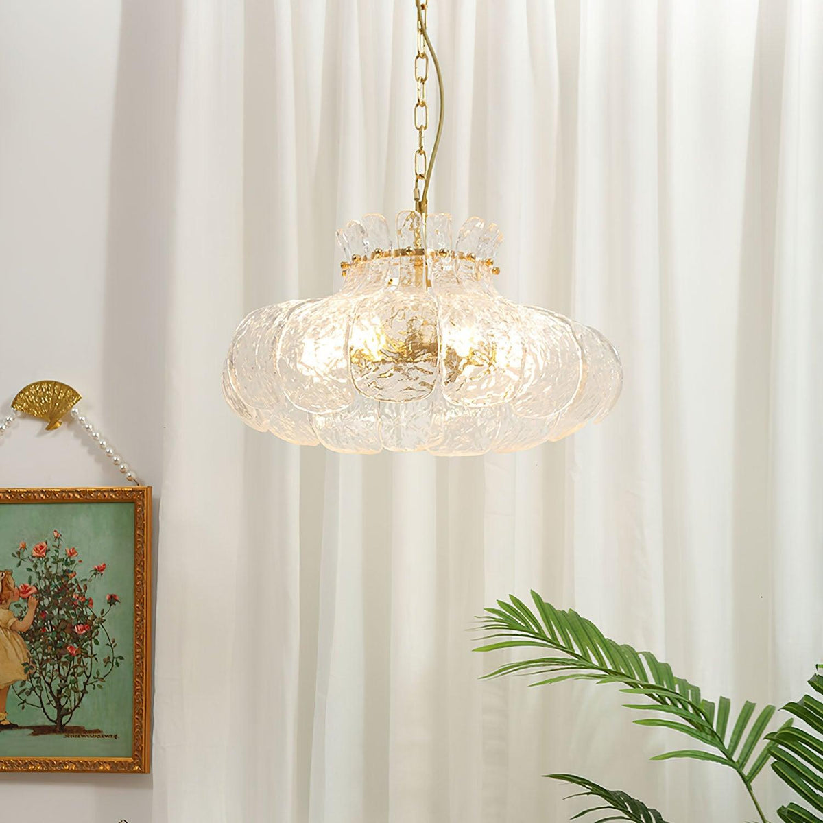 Ariv hanglamp van messing en glas met glamoureus-look
