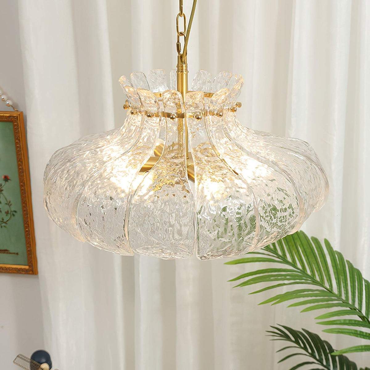 Ariv hanglamp van messing en glas met glamoureus-look
