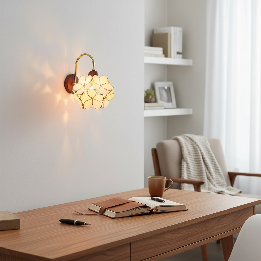 Petals-hout wandlamp