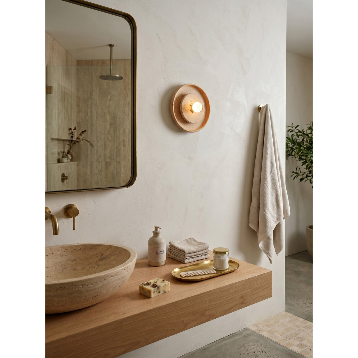 Lumenhart travertin wandlamp