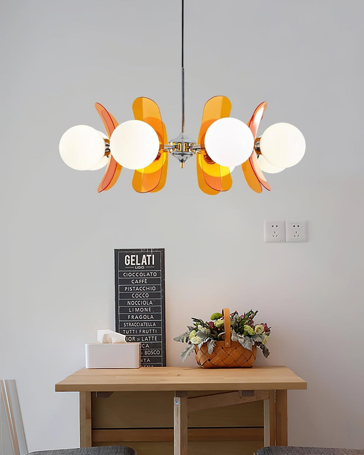 Quay Kroonluchter met Phosphorescent Glazen Lampenkap