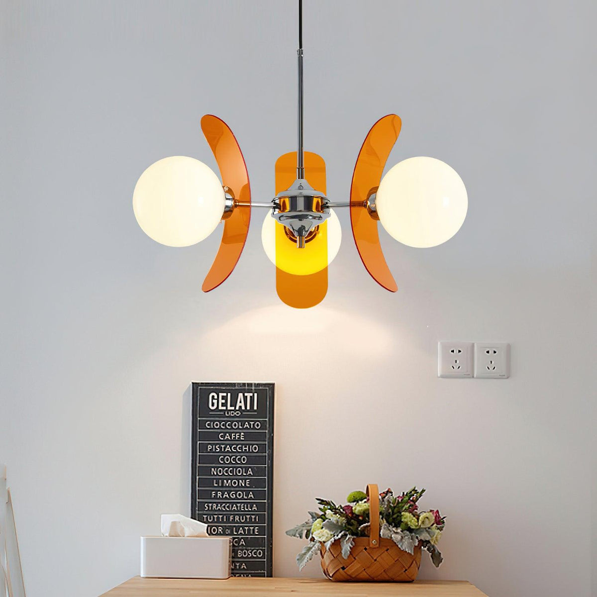 Quay Kroonluchter met Phosphorescent Glazen Lampenkap