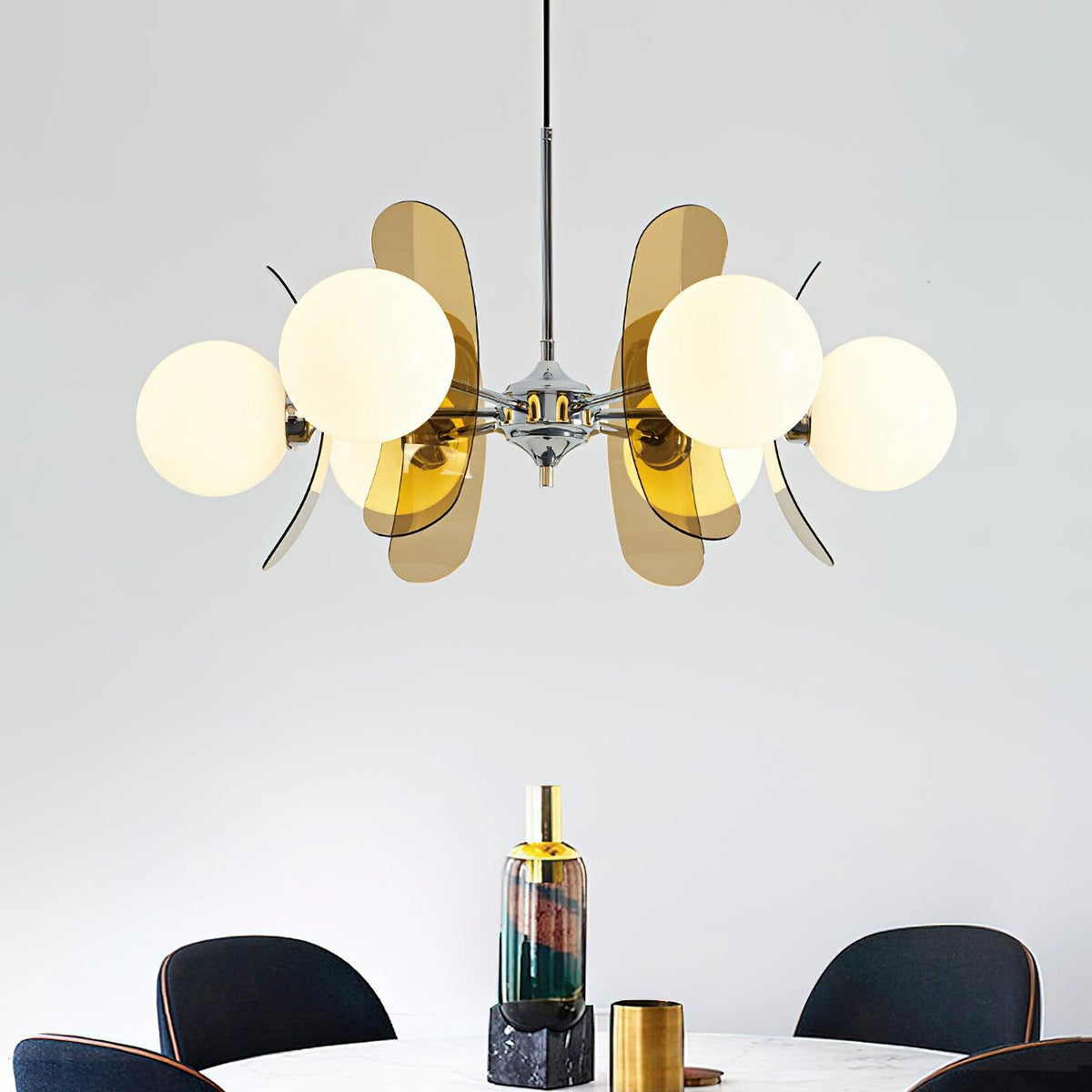 Quay Kroonluchter met Phosphorescent Glazen Lampenkap
