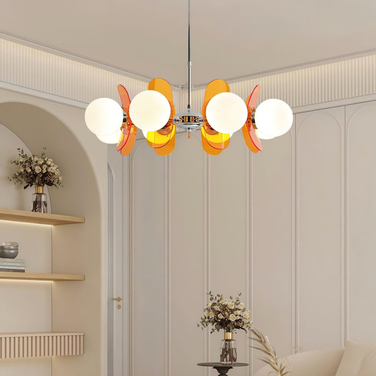 Quay Kroonluchter met Phosphorescent Glazen Lampenkap