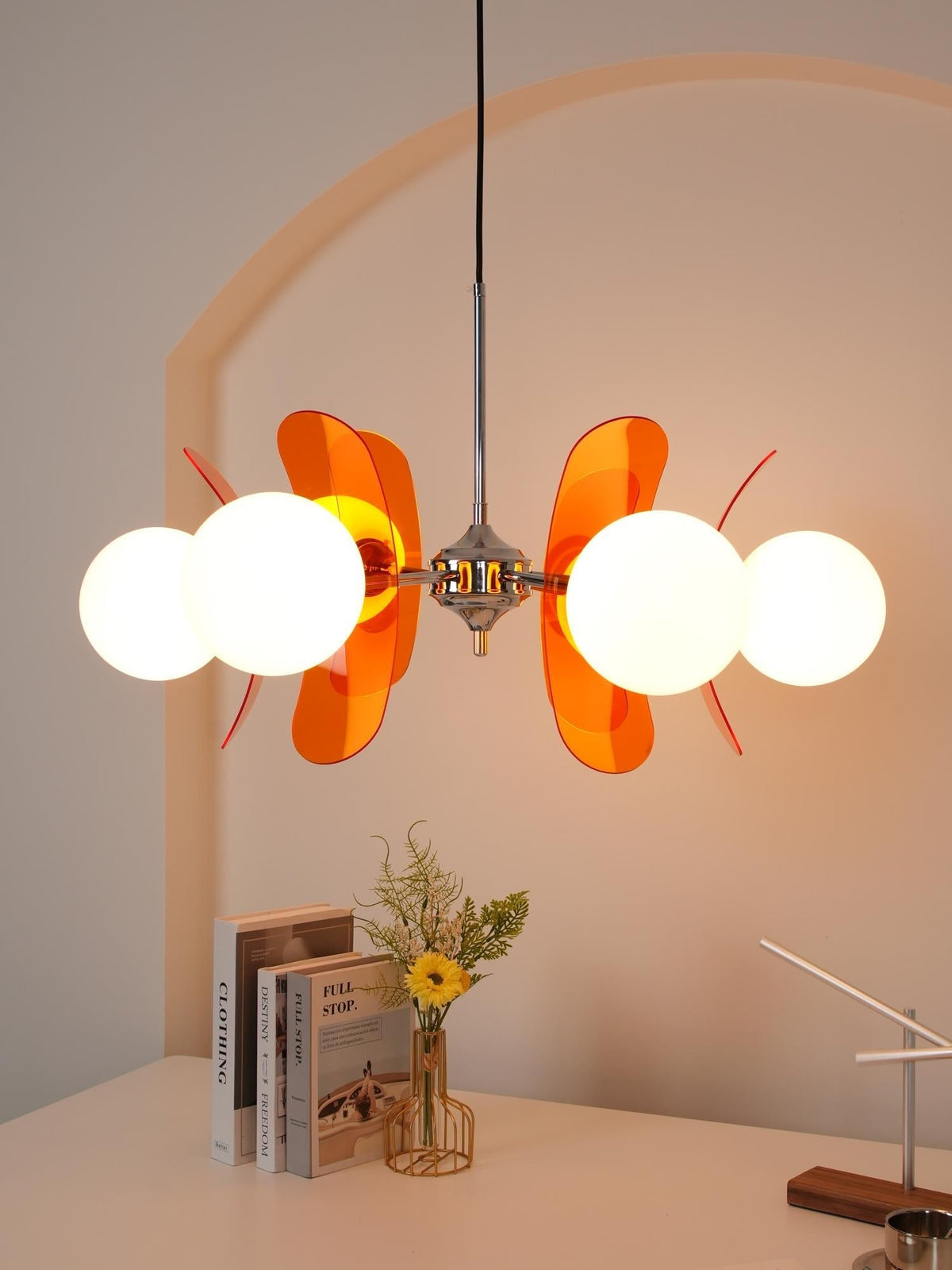 Quay Kroonluchter met Phosphorescent Glazen Lampenkap