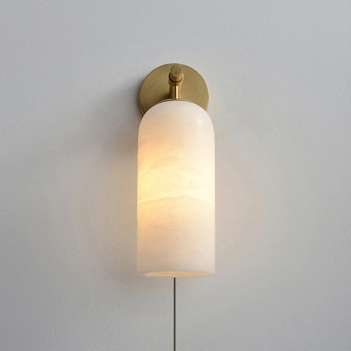 Pillar albast met stekker wandlamp