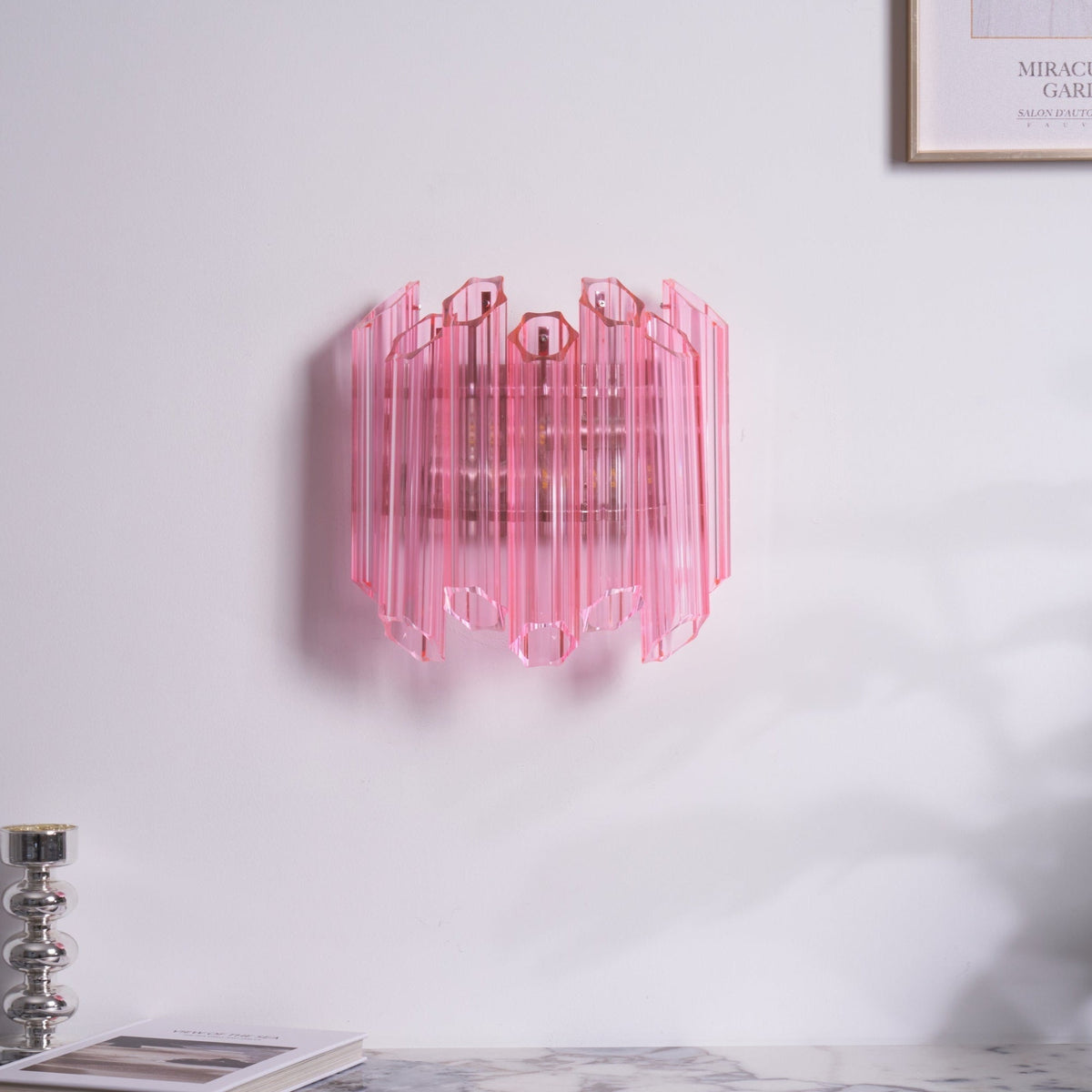Aurora wandlamp Roze Murano-glasbuis