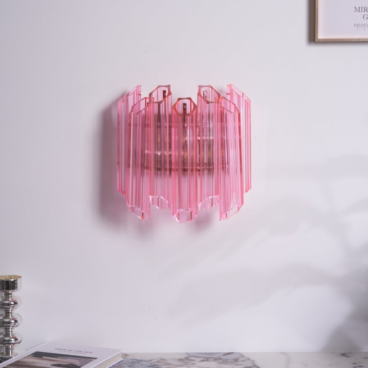 Aurora wandlamp Roze Murano-glasbuis