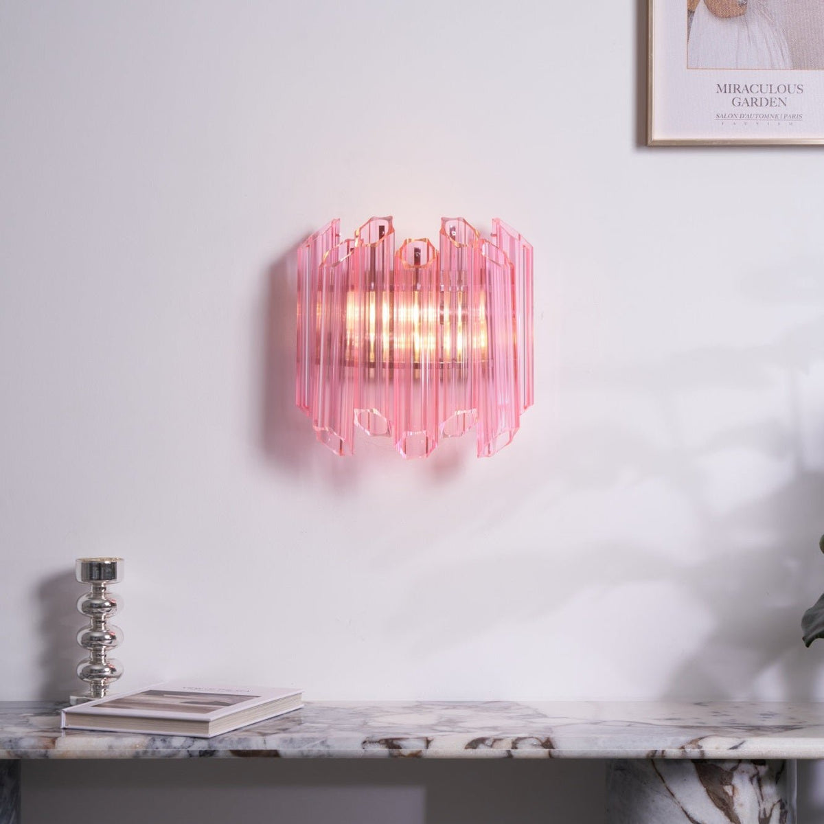Aurora wandlamp Roze Murano-glasbuis