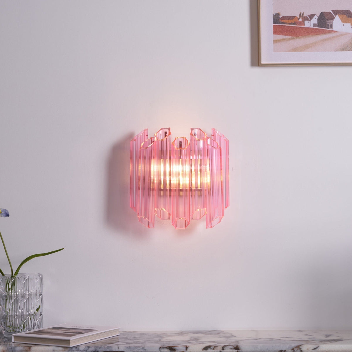Aurora wandlamp Roze Murano-glasbuis
