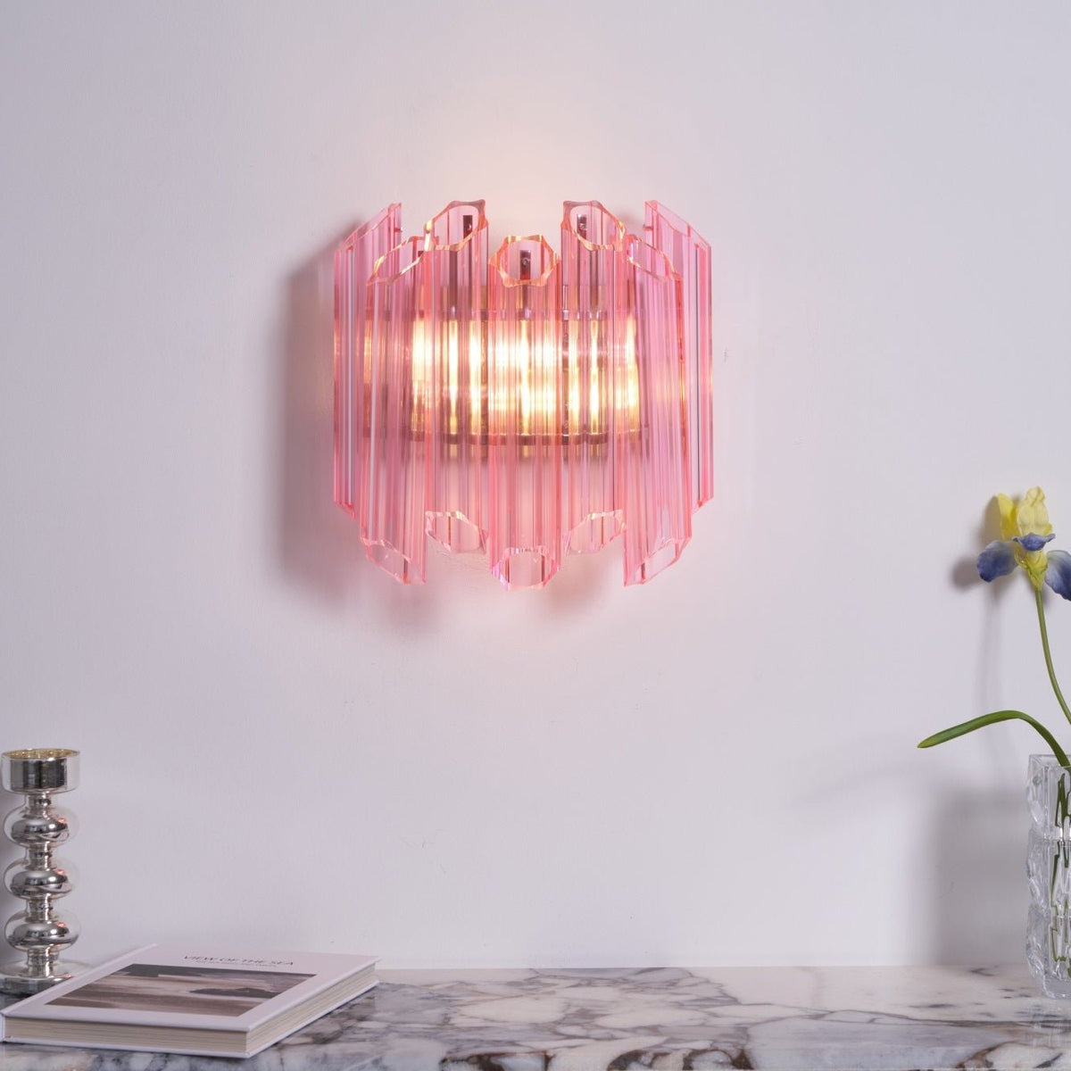 Aurora wandlamp Roze Murano-glasbuis