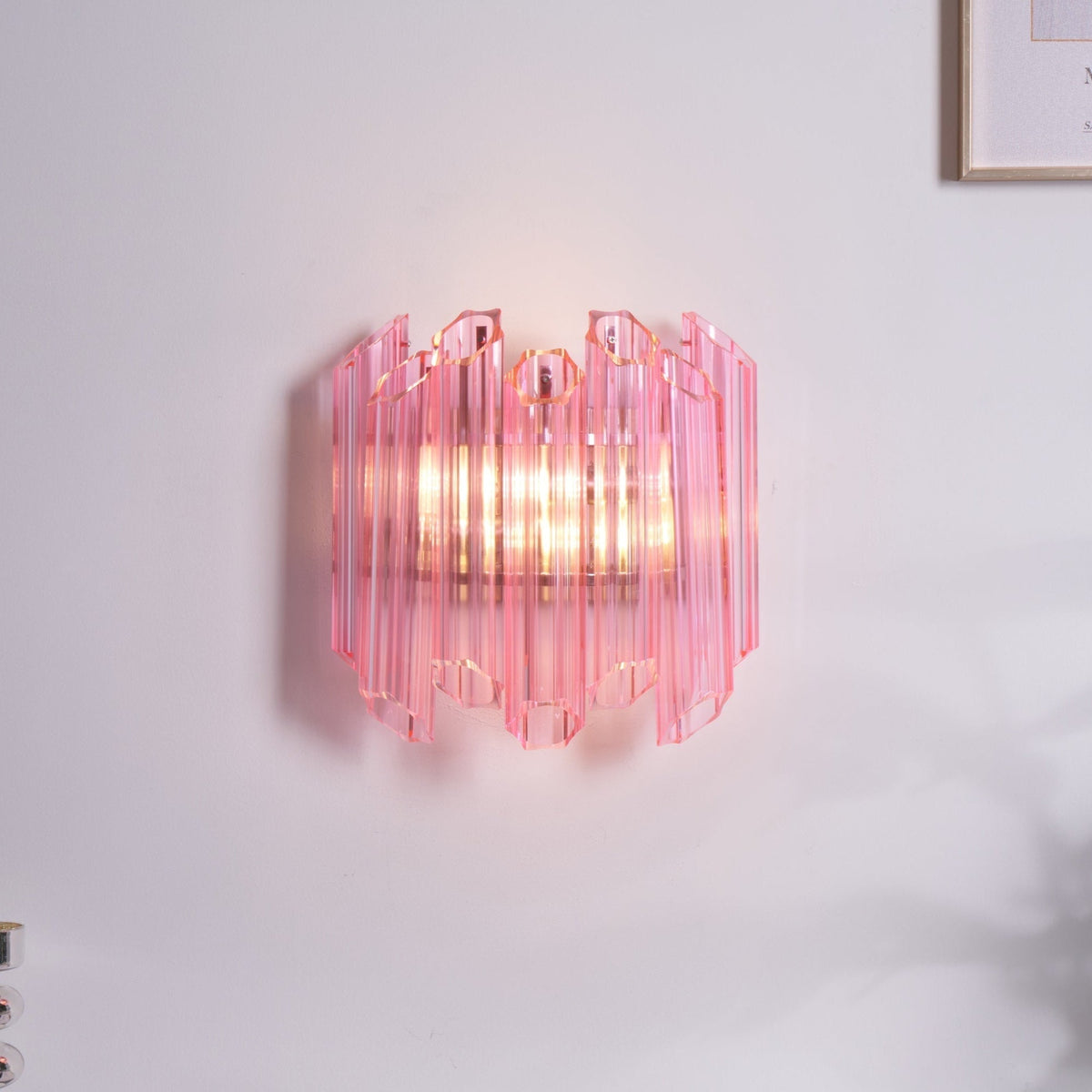 Aurora wandlamp Roze Murano-glasbuis